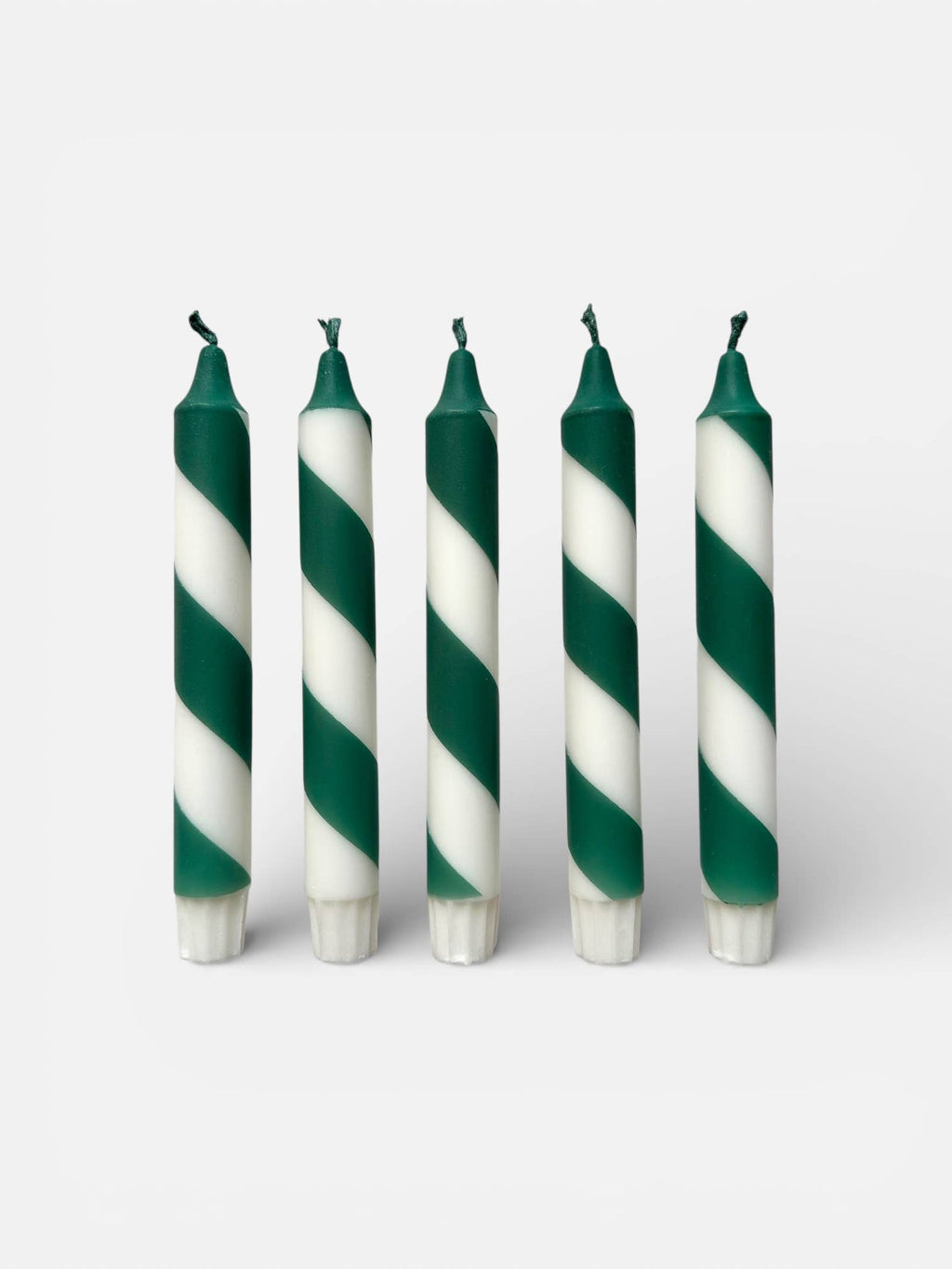 Florrie and Wren - Forest Green & White Candy Cane Stripe Hand Dipped Candles