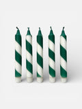 Florrie and Wren - Forest Green & White Candy Cane Stripe Hand Dipped Candles