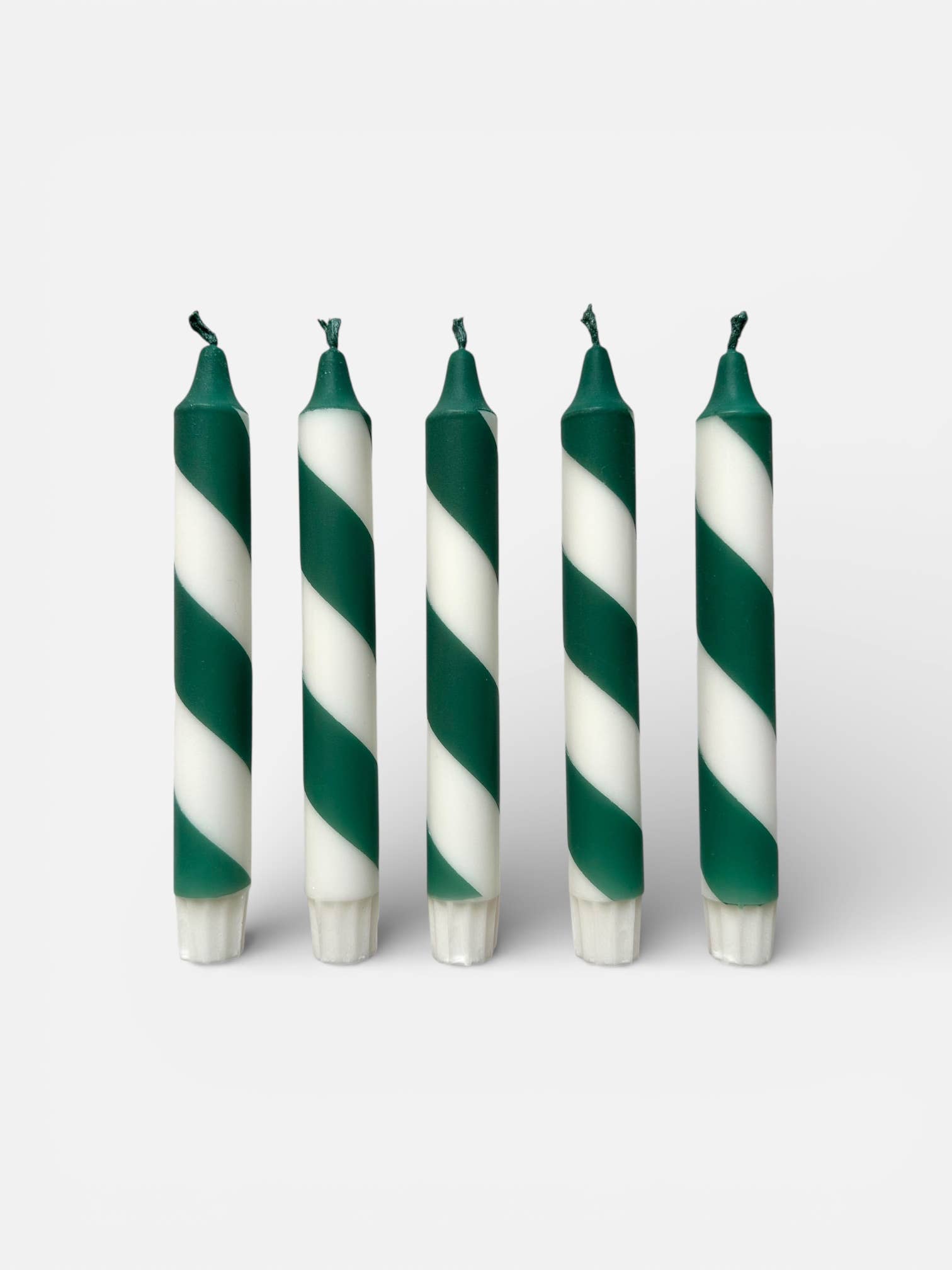 Florrie and Wren - Forest Green & White Candy Cane Stripe Hand Dipped Candles