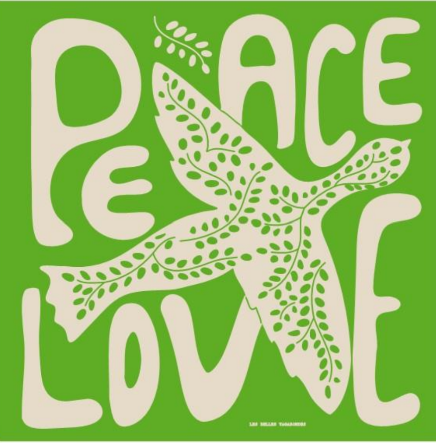Les Belles Vagabondes - Peace and Love Vert Green Mini Scarf
