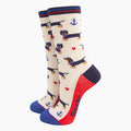 Sock Talk - Sausage Dog Sailor Bamboo Socks in Cream