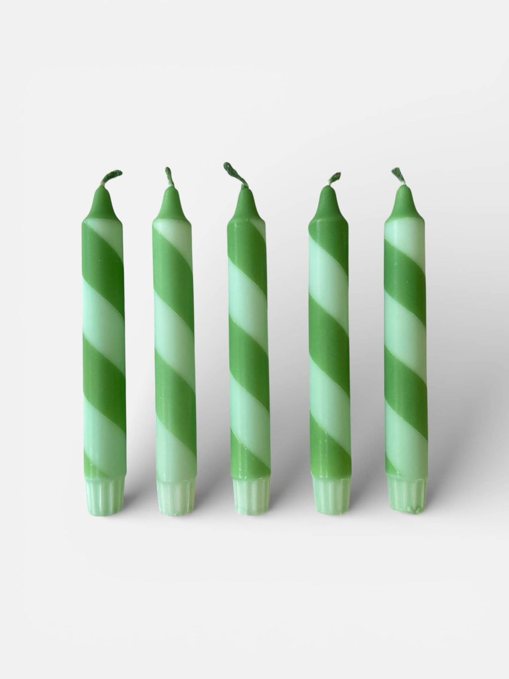 Florrie and Wren - Hand Dipped Colourful Green Stripe Candy Cane Candles