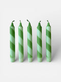 Florrie and Wren - Hand Dipped Colourful Green Stripe Candy Cane Candles
