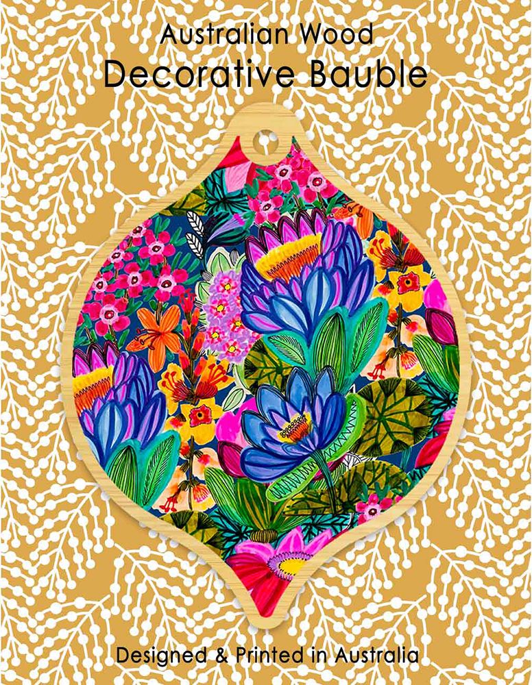 Lotuses- WOODEN CHRISTMAS BAULBLE - 2024