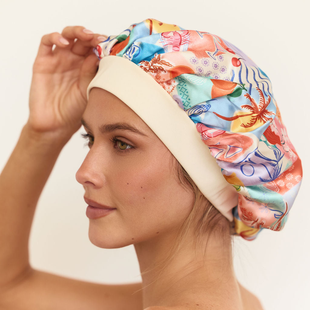 Satin Sleep Bonnet in Pacific Paradise