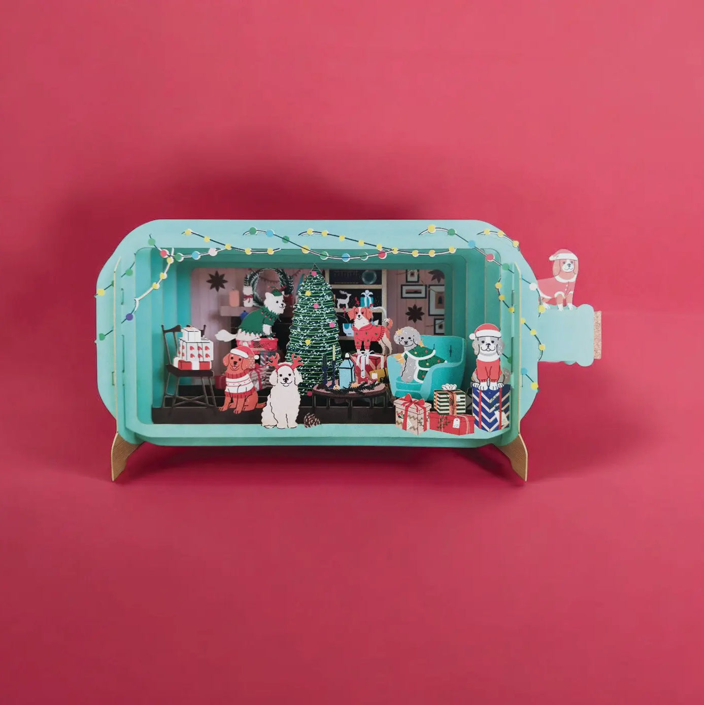 Alljoy Design - Message in a Bottle Pop Up Card - Christmas dogs