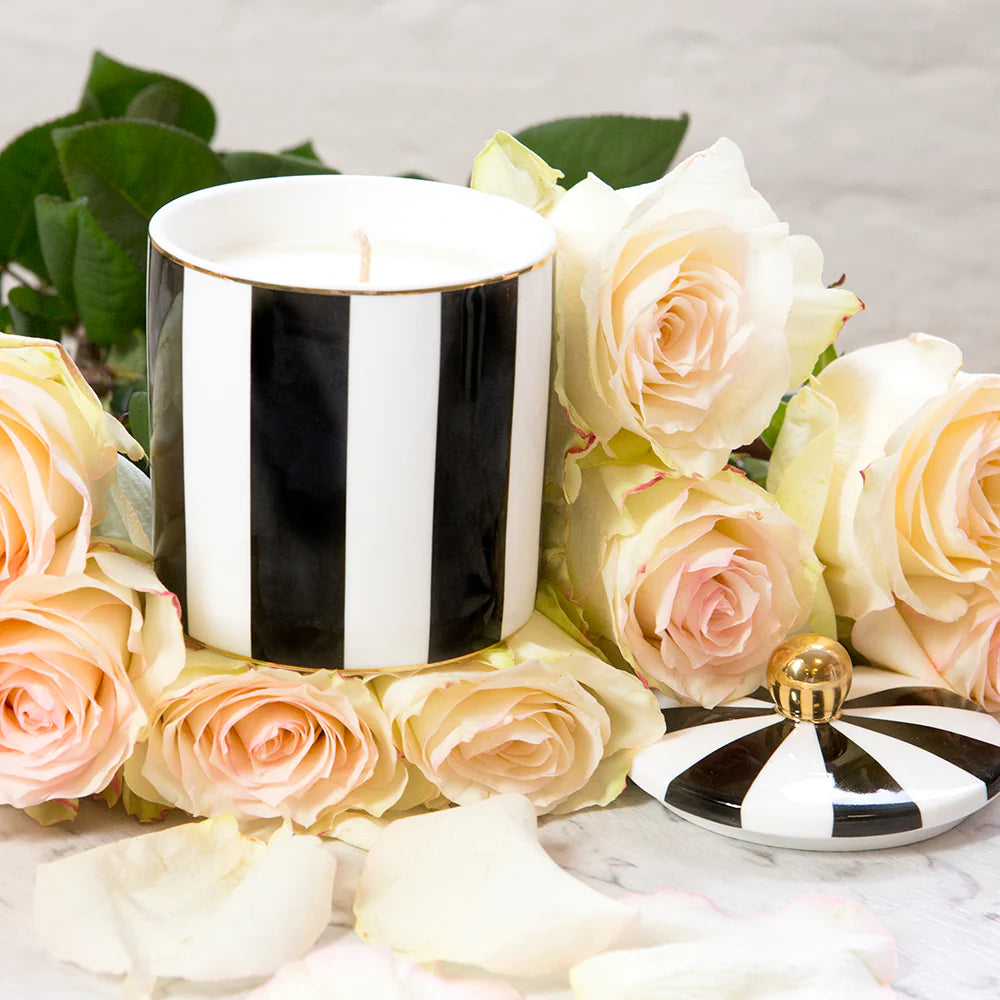 CRISTINA RE Ebony Stripe Candle - Vanilla Macaron