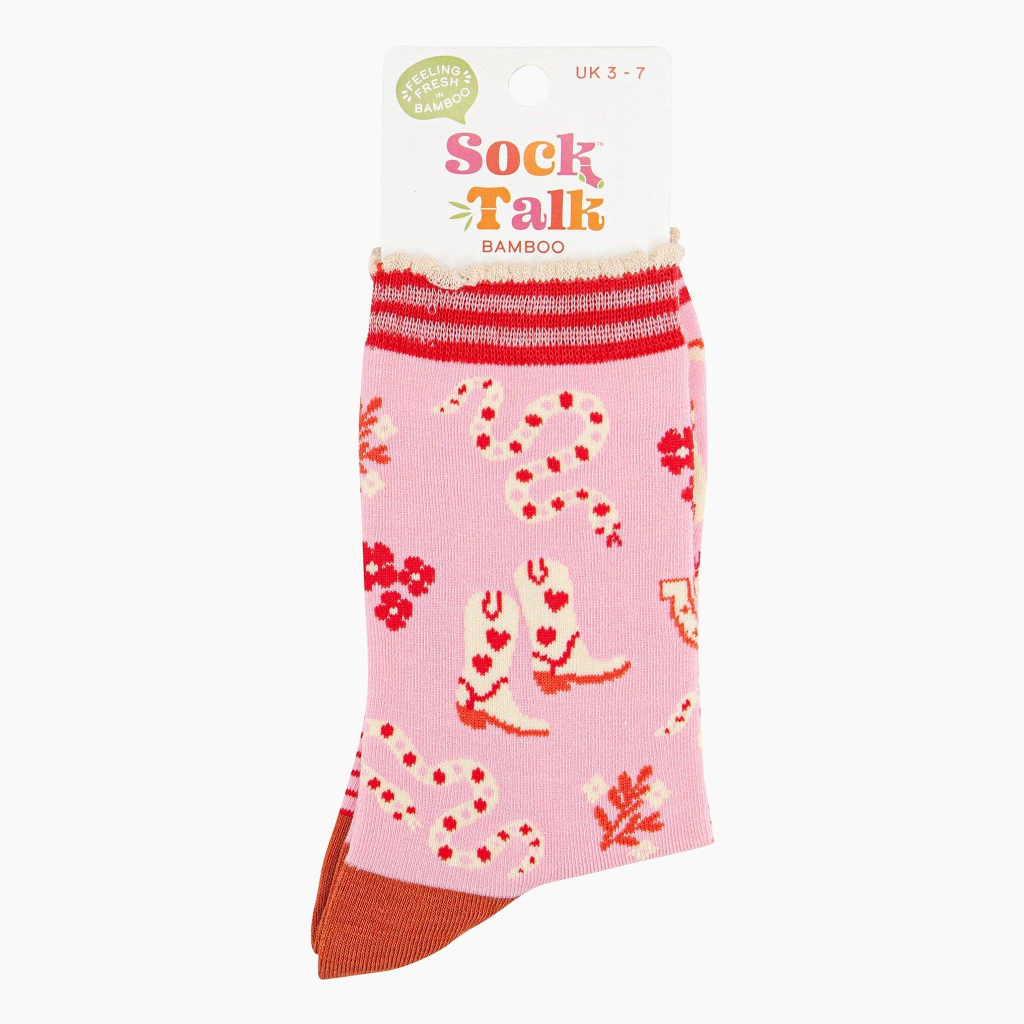 Sock Talk - Cowboy Boot Snakes Bamboo Socks in Pink