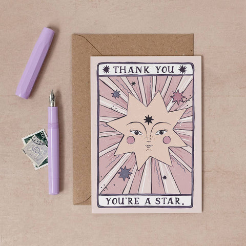 Sister Paper Co. - You're a Star Thank You Card | Thank You Cards | Tarot Card