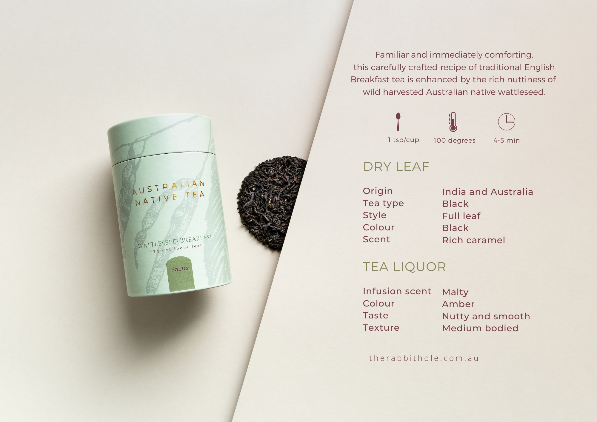 The Rabbit Hole - Australian Native Tea - Wattleseed Breakfast - Focus