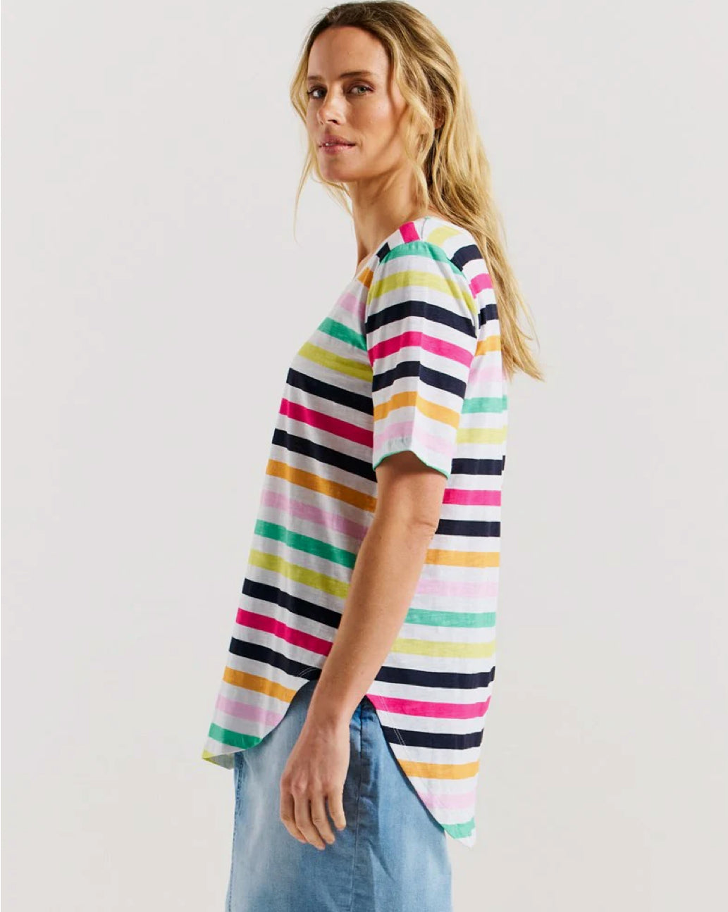 BETTY BASICS - ARIANA TEE - RAINBOW STRIPE - 0325-01