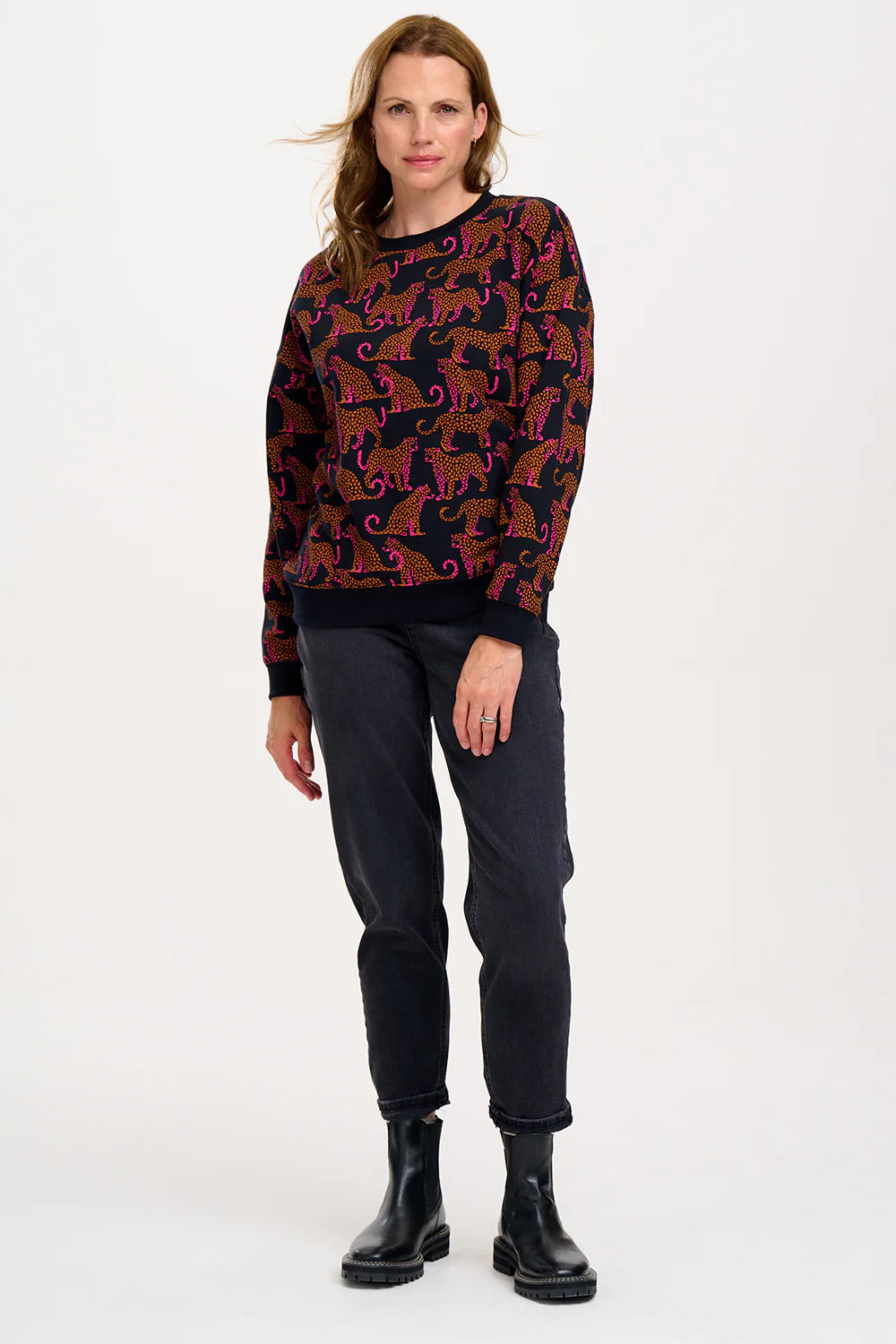 EADIE RELAXED SWEATSHIRT BLACK LEOPARD SPOTS - SUGARHILL BRIGHTON - AW25