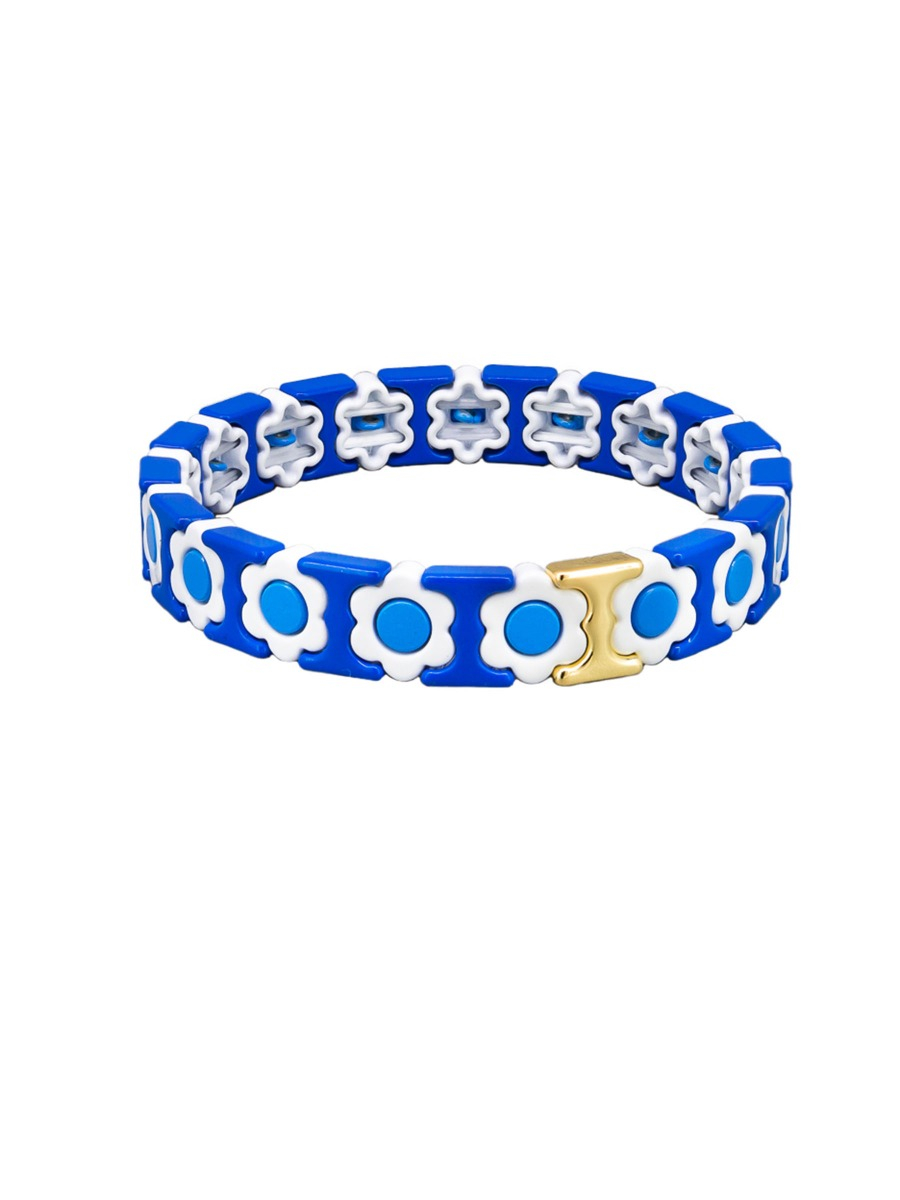 BJ2615 BLUE DAISY ENAMEL BRACELET