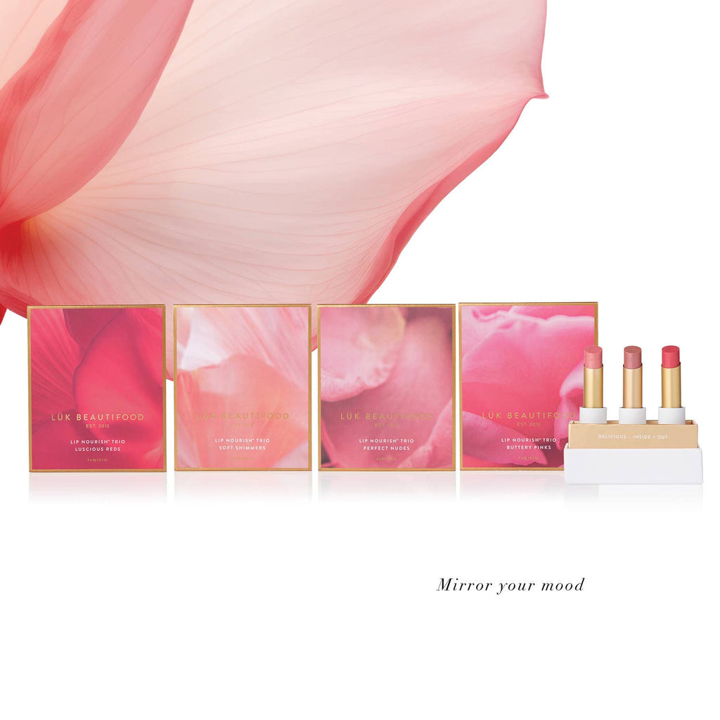 LÜK BEAUTIFOOD [🇦🇺 AUS + USA🇺🇸] - Lip Nourish Trio - Luscious Reds [PINK Packaging]