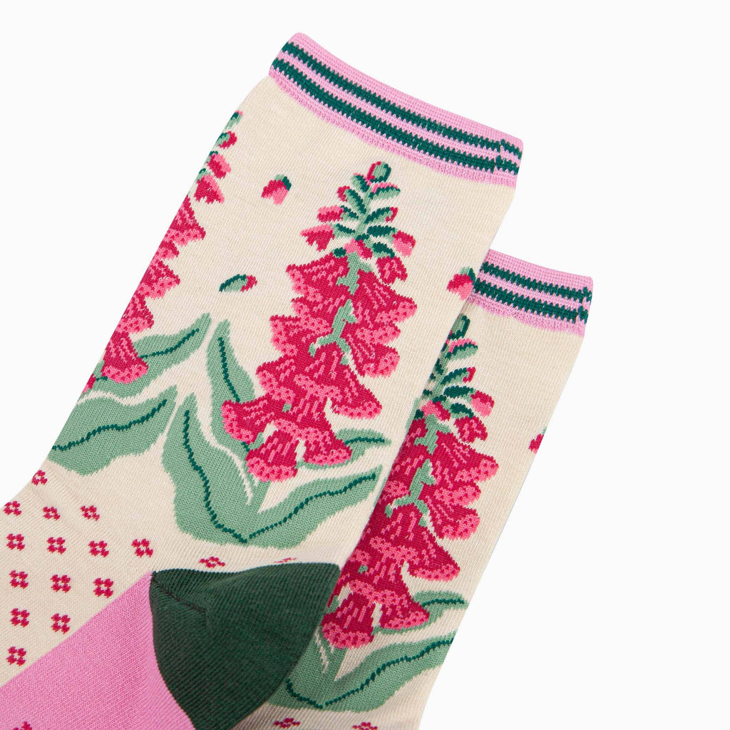 Sock Talk - Foxglove Floral Bamboo Socks in Cream