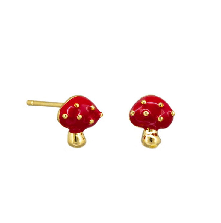 Gold and Red Mushroom Studs