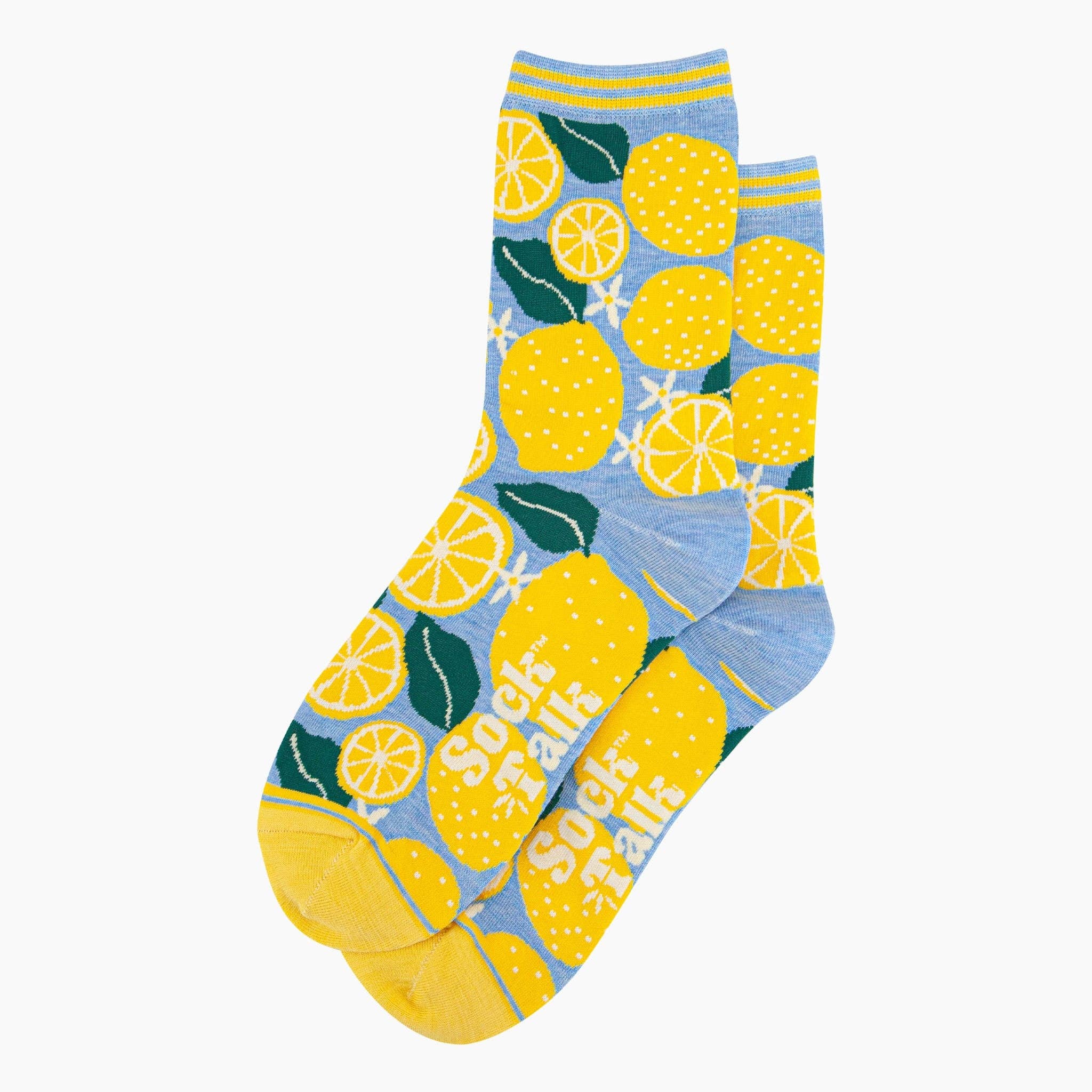 Sock Talk - Women's Bamboo Socks - Blue, Lemon Tree