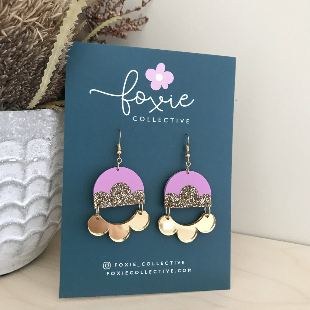 Foxie Collective - Foxie Earrings | Matte Lilac + Gold Glitter