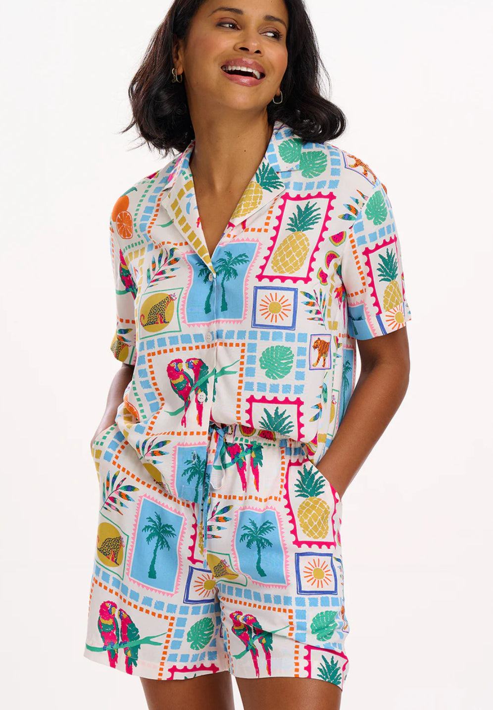 Patty Shorts - Off-White, Jungle Tile