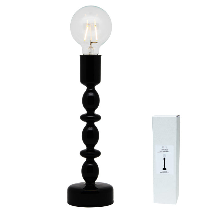 LANDALE GLASS LED TURNED PILLAR BLACK LRG