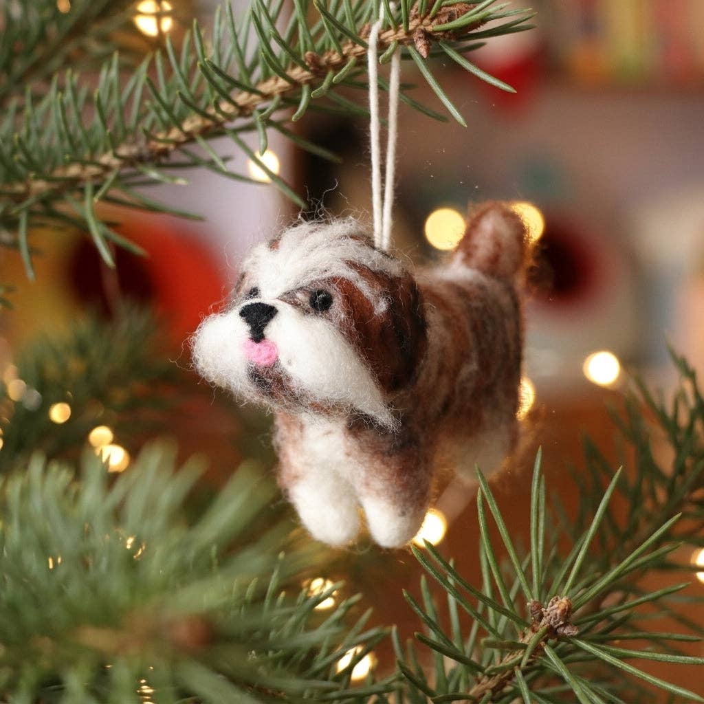 NAMASTE ARTISANS - Handmade Wool Felt Shih Tzu Dog Ornament