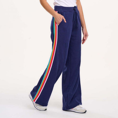 Laina Track Pants - Navy, Rainbow Trim