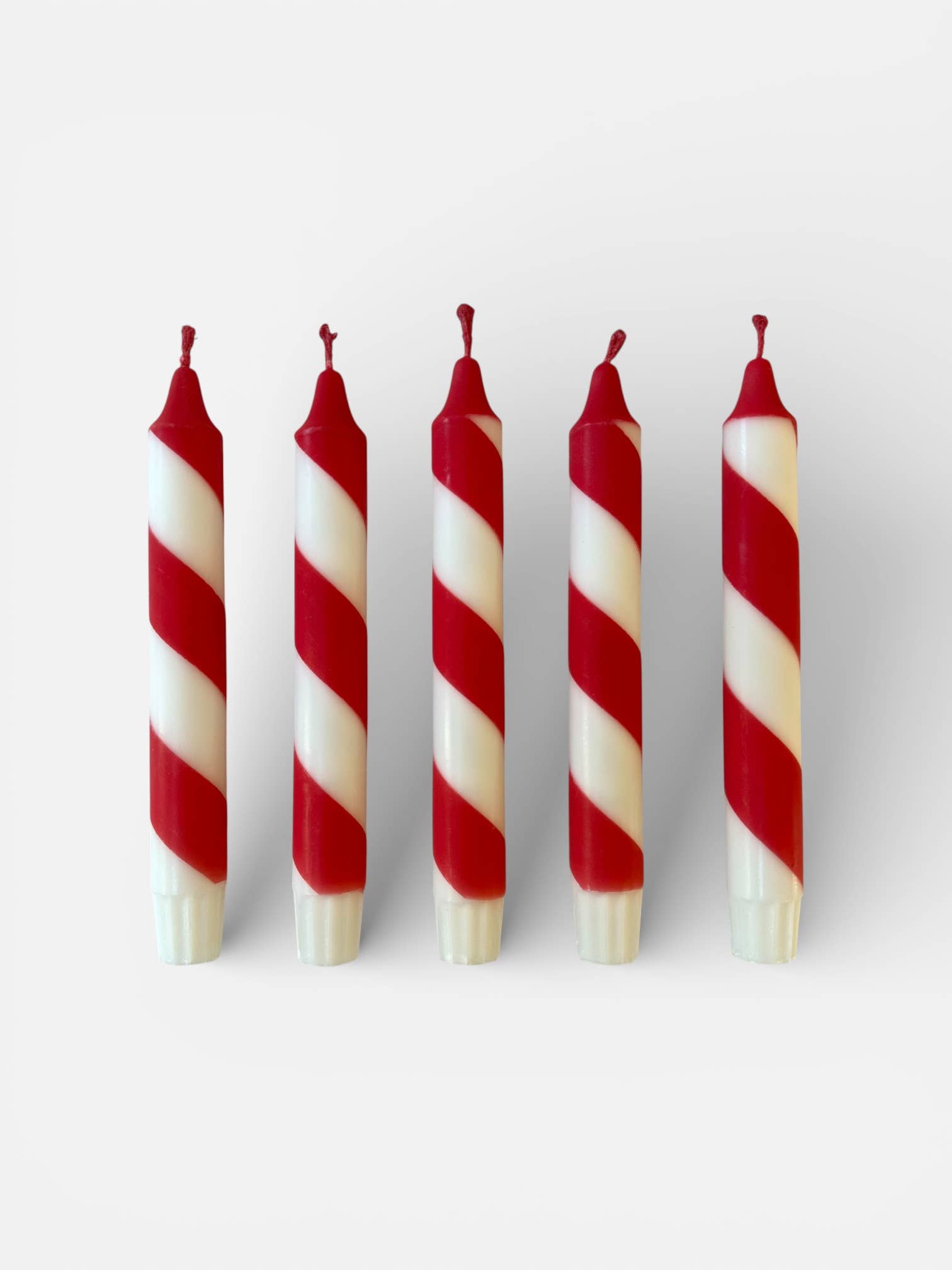 Florrie and Wren - Hand Dipped Red & White Candy Cane Stripe Dinner Candles