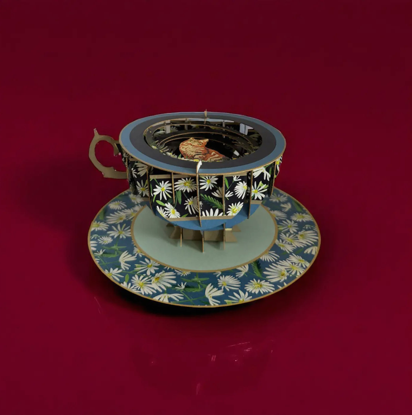 Alljoy Design - A cup of tea pop up card - Cat