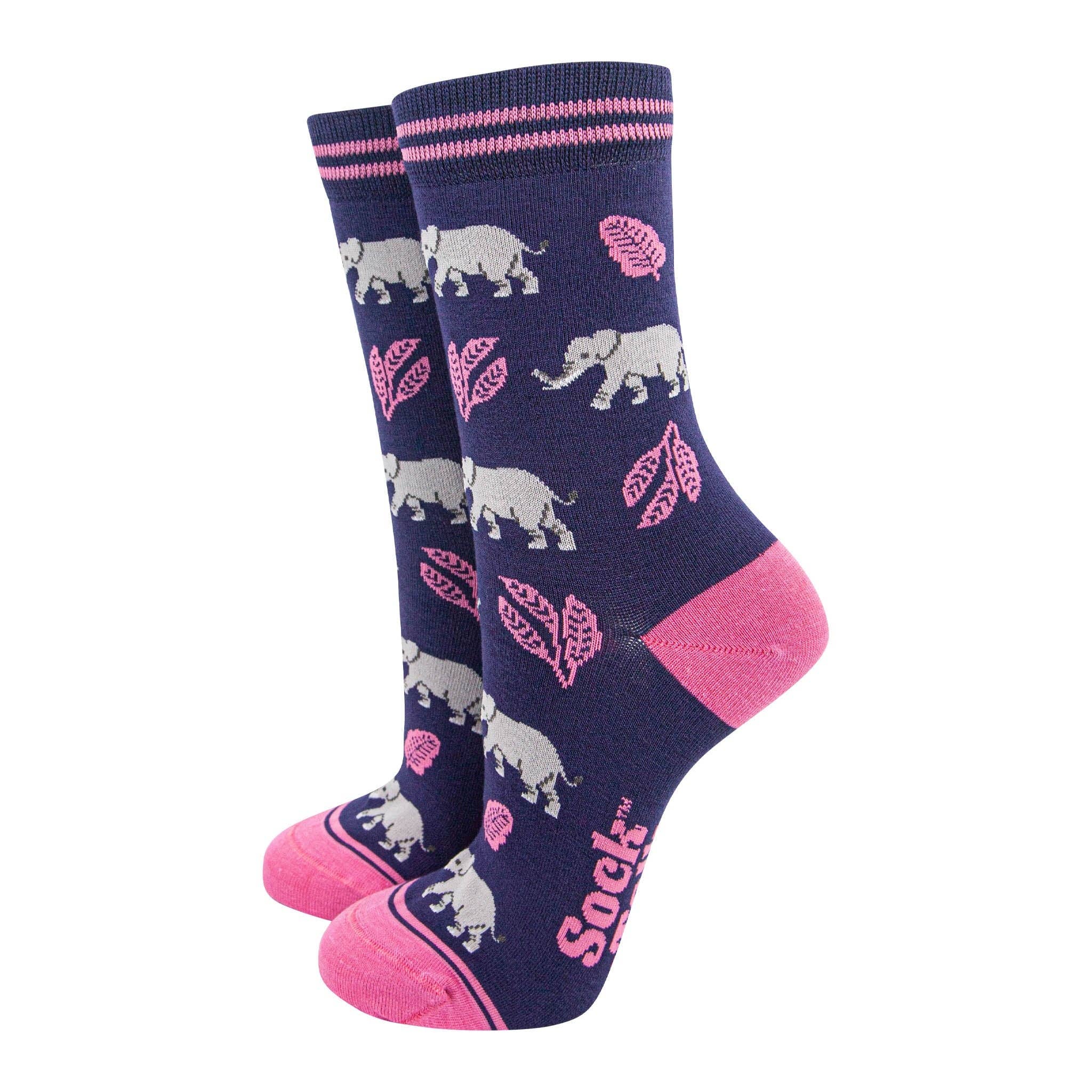 Sock Talk - Women's Bamboo Socks Gift Set - Elephants & Flamingos