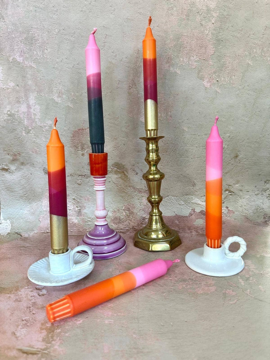 Florrie and Wren - Colourful ‘Autumn Spice’ Handmade Candles Orange & Burgundy