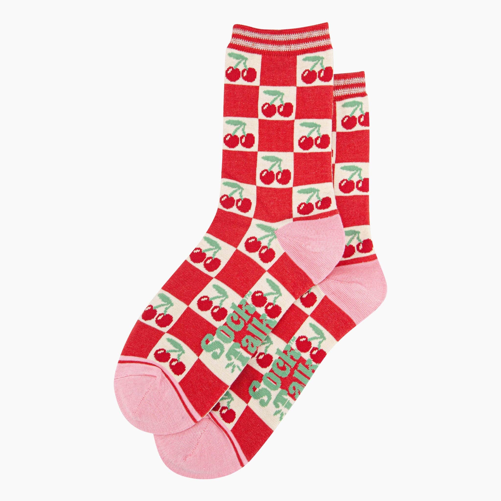 Sock Talk - Cherry Checkerboard Bamboo Socks in Red/Cream