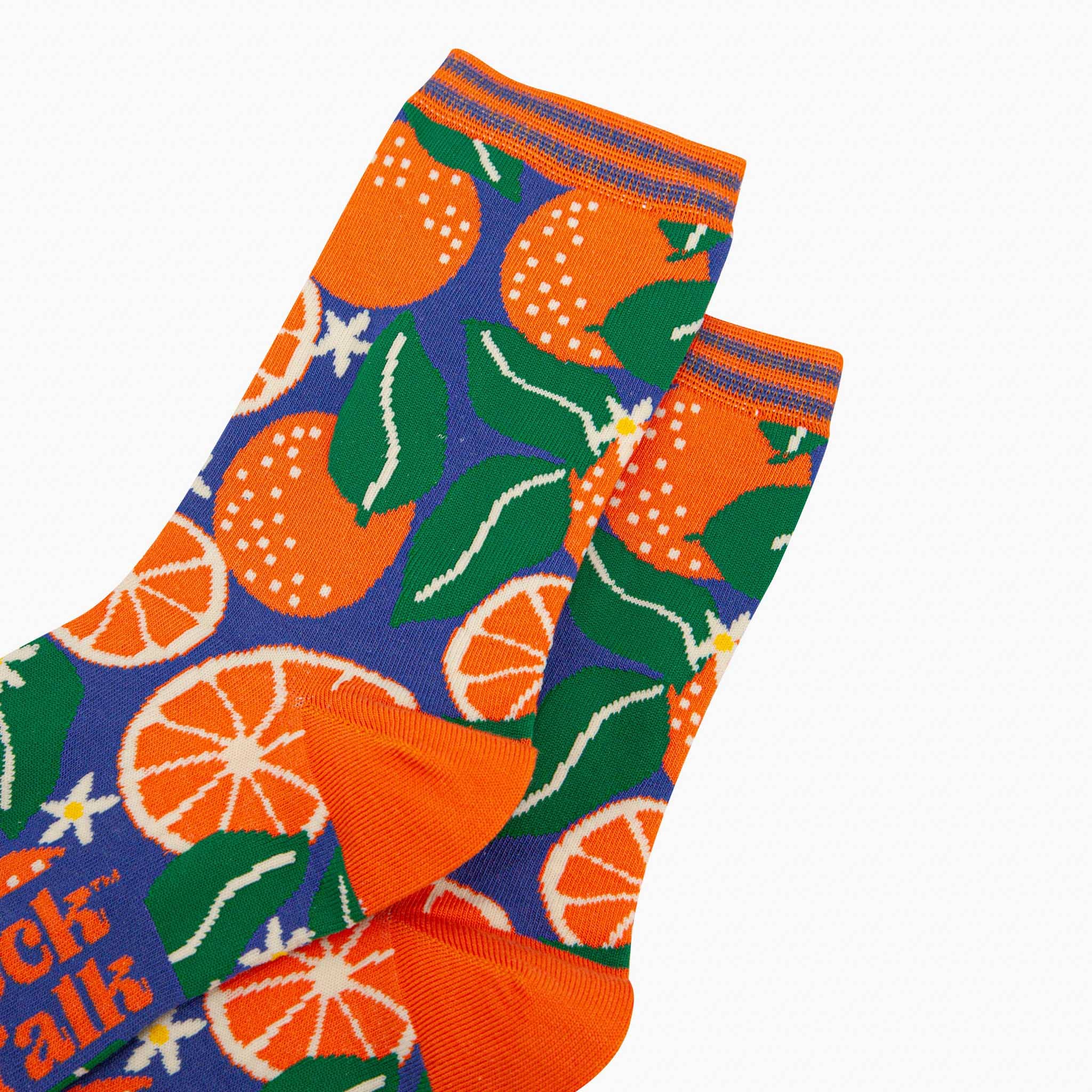 Sock Talk - Women's Bamboo Socks - Blue, Orange Tree