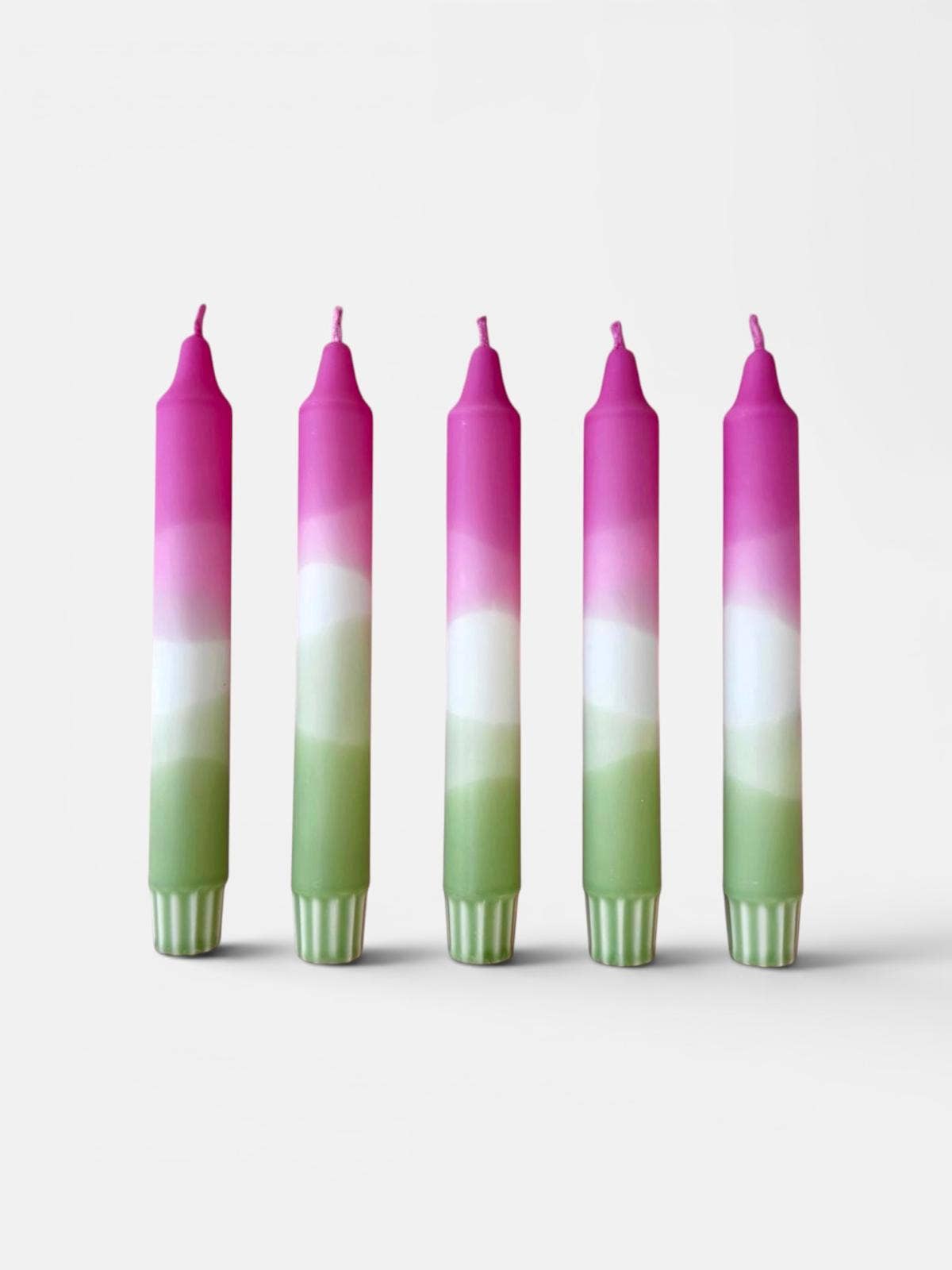 Florrie and Wren -  ‘Strawberry Matcha’ Green and blue hand dipped candles
