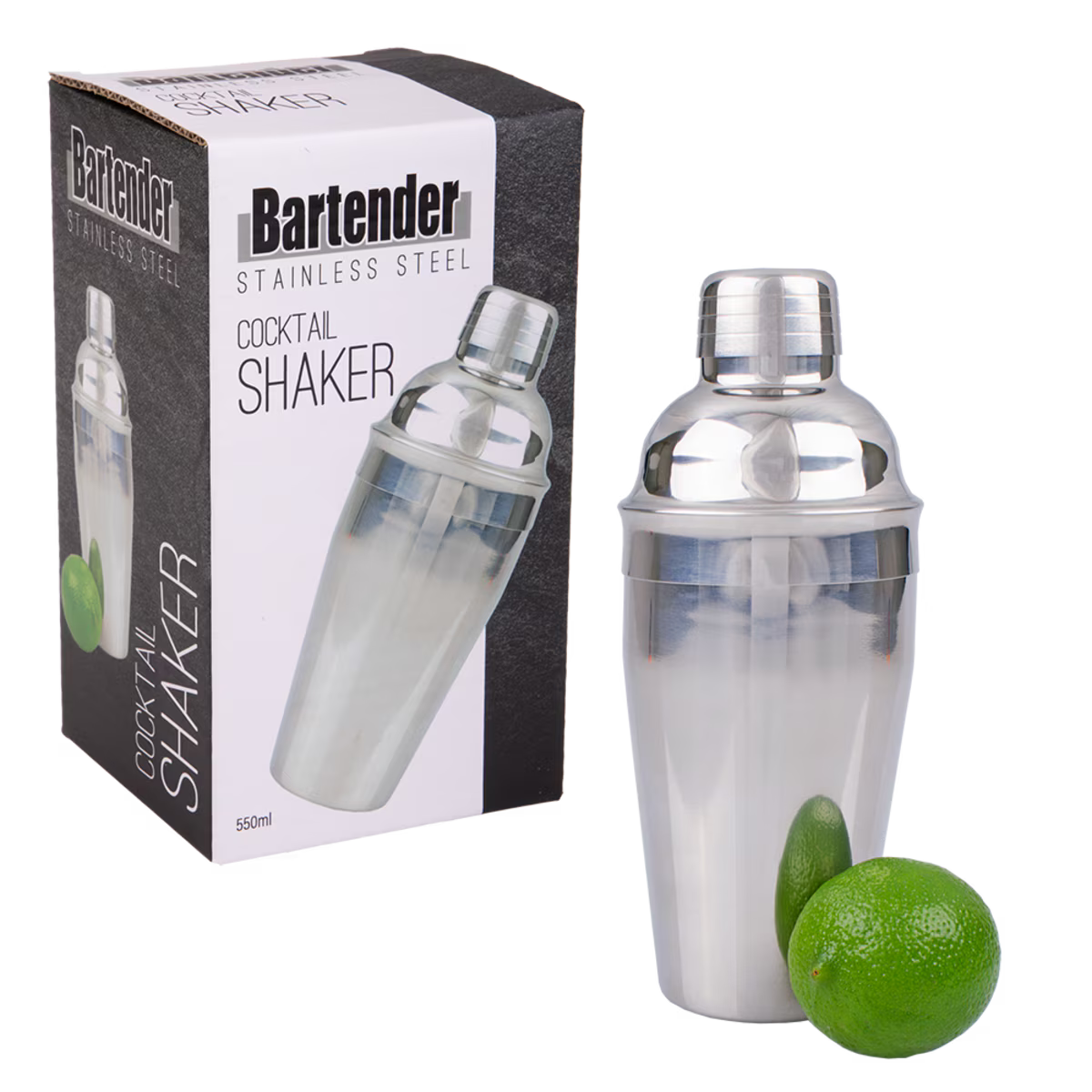 BARTENDER STAINLESS STEEL COCKTAIL SHAKER 550ML
