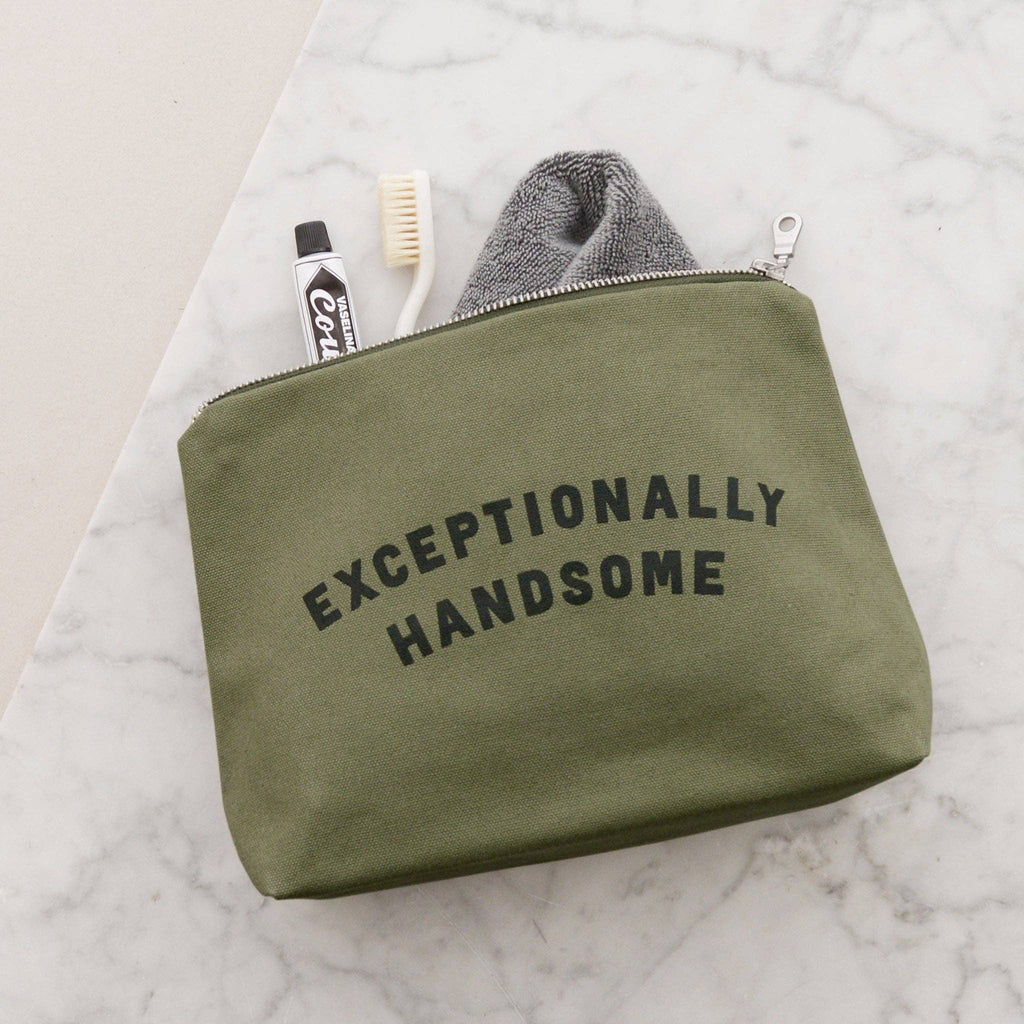 Alphabet Bags - Exceptionally Handsome - Olive Wash Bag