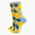 Sock Talk - Women's Bamboo Socks - Blue, Lemon Tree