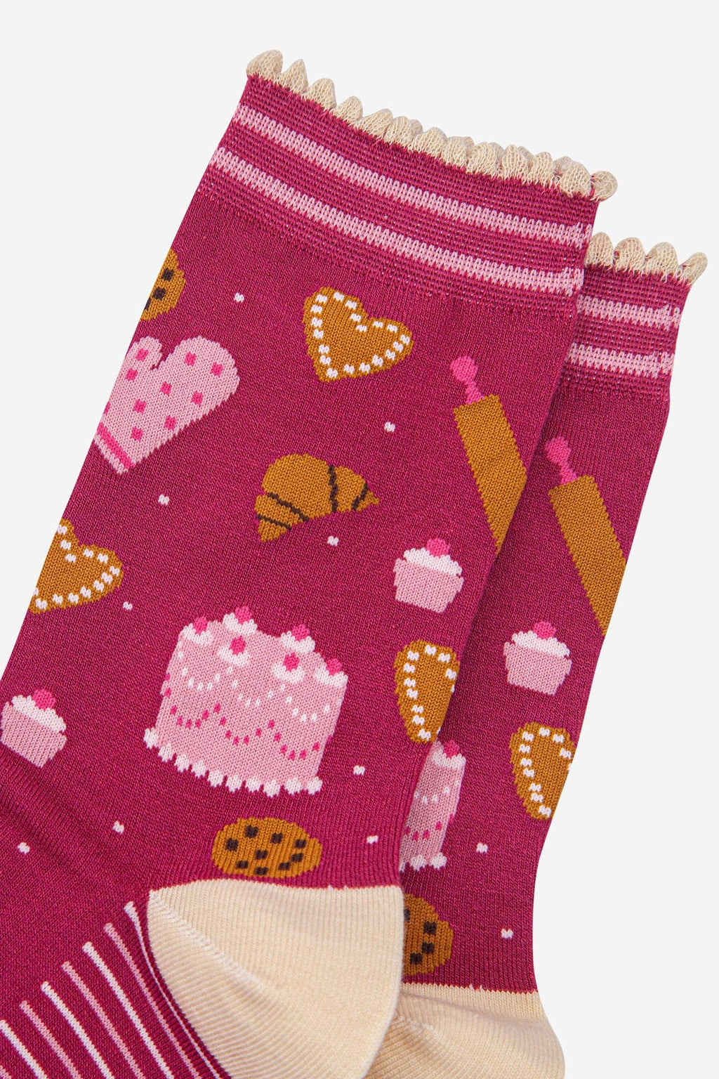 Sock Talk - Women's Bamboo Socks - Raspberry/Light Pink, Baking