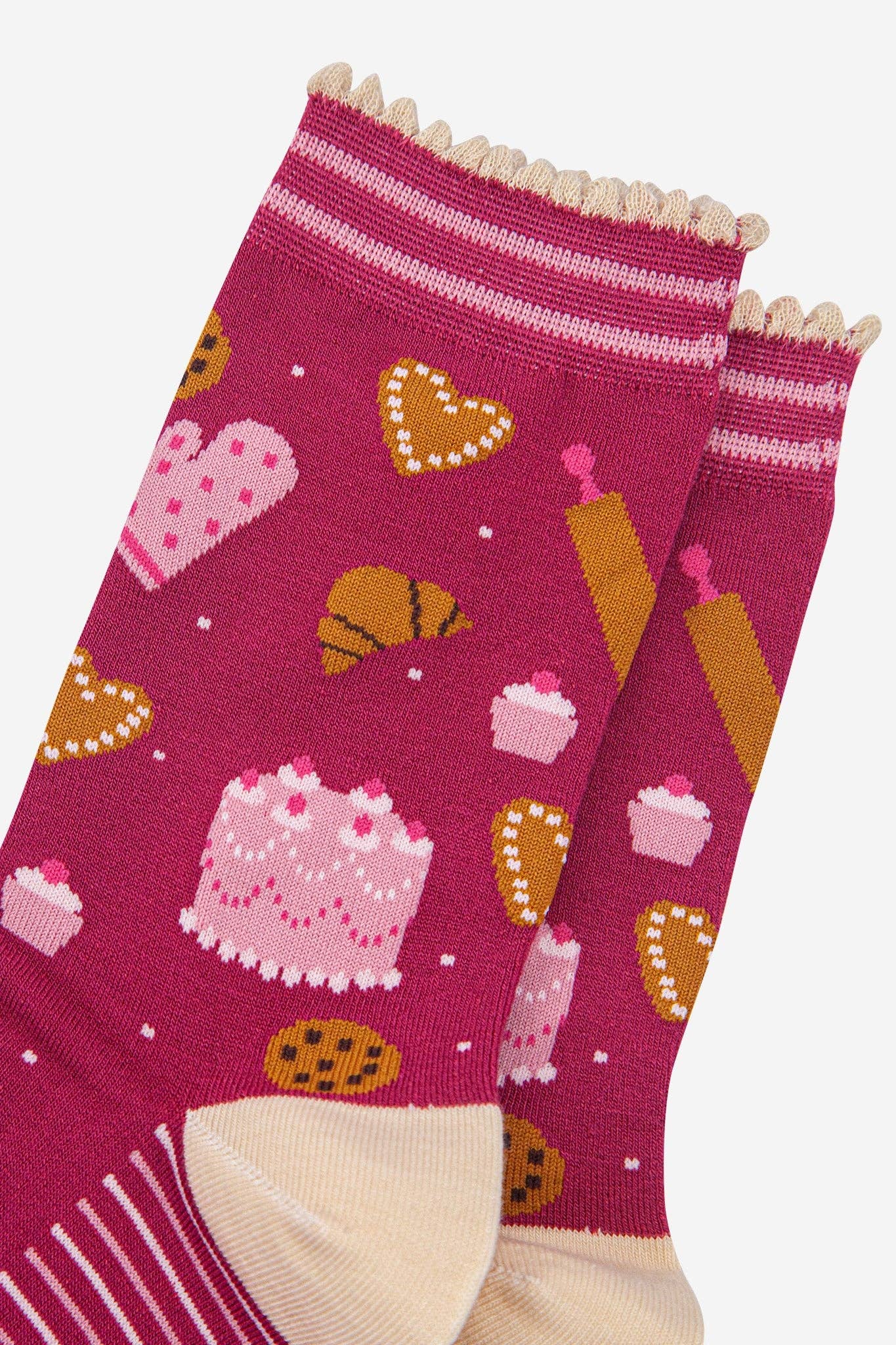 Sock Talk - Women's Bamboo Socks - Raspberry/Light Pink, Baking