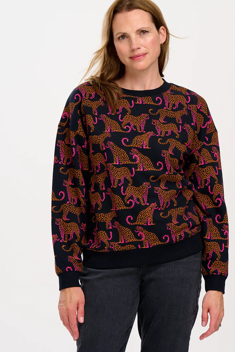 EADIE RELAXED SWEATSHIRT BLACK LEOPARD SPOTS - SUGARHILL BRIGHTON - AW25