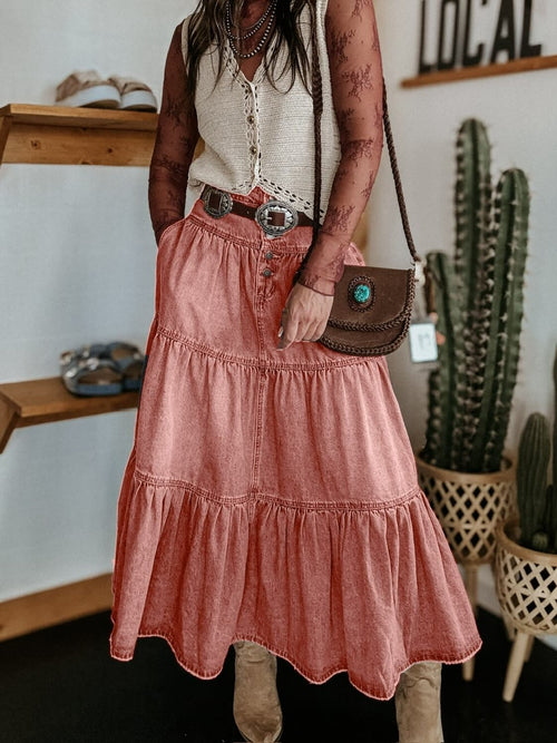 TIERED SKIRT - SALMON