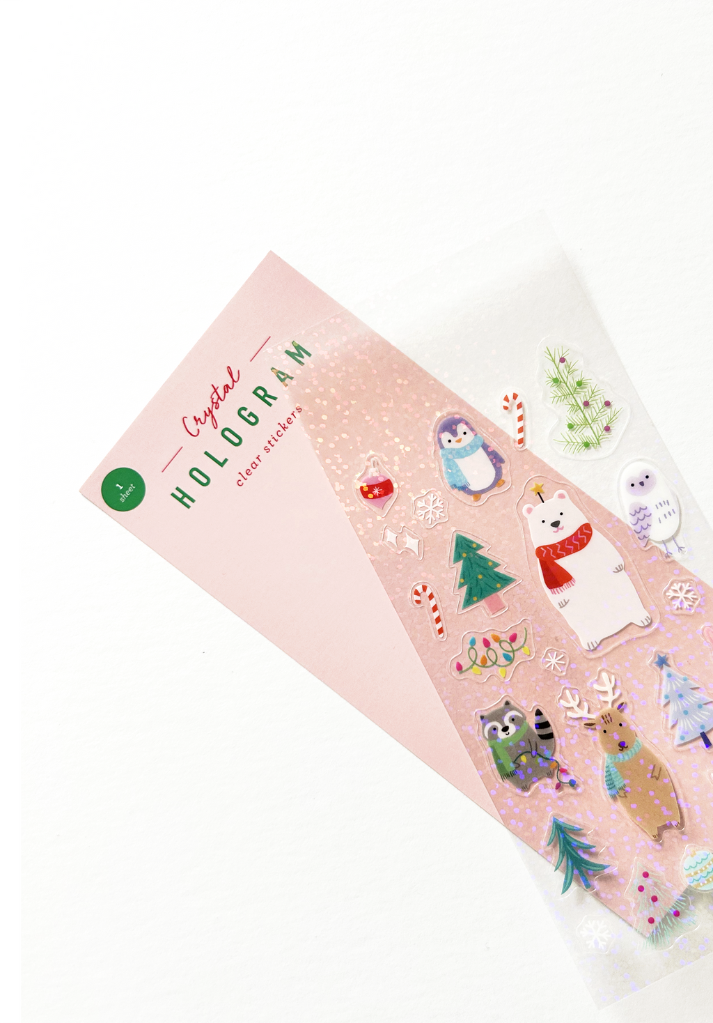 Girl of All Work - Holiday Animals Crystal Hologram Clear Stickers