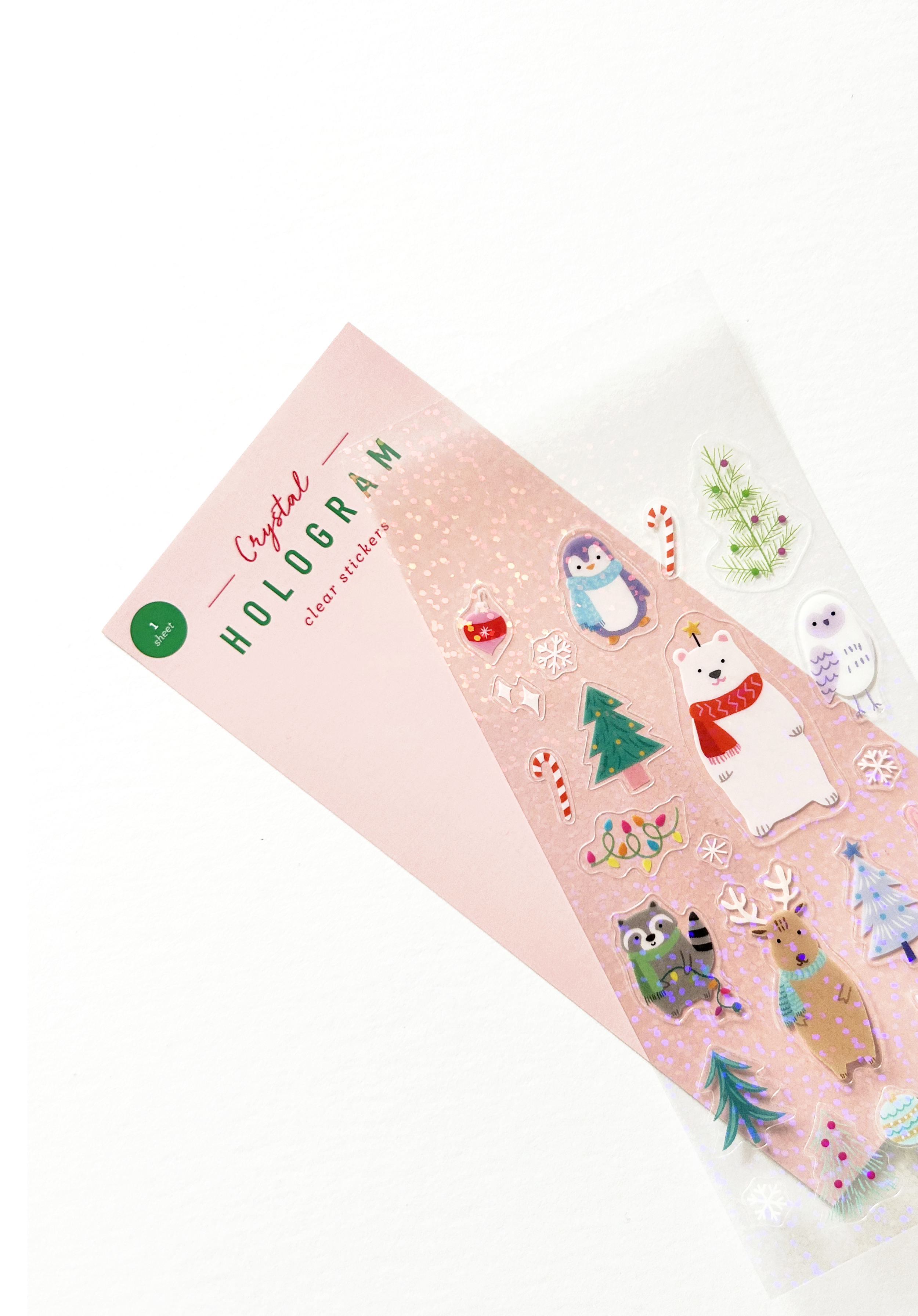 Girl of All Work - Holiday Animals Crystal Hologram Clear Stickers