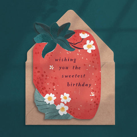 Sister Paper Co. - Sweet Strawberry Birthday Card | Kids Birthday Card