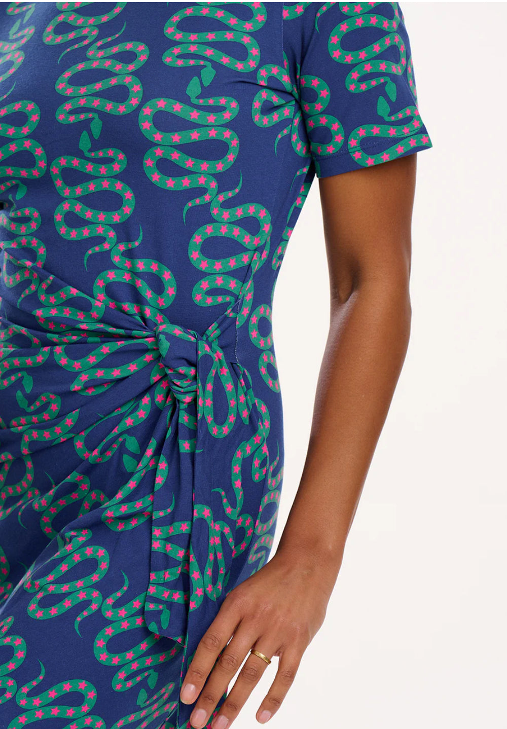 Emersyn Jersey Midi Dress - Bright Navy, Star Snakes