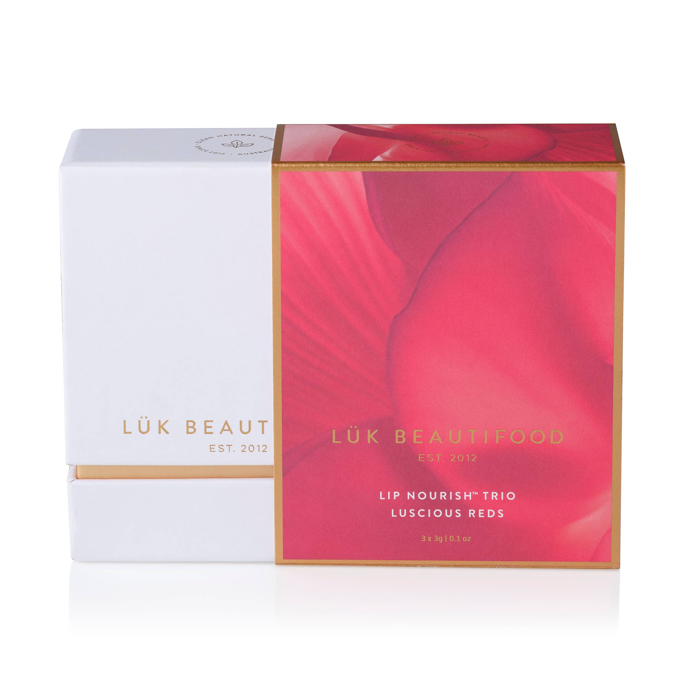LÜK BEAUTIFOOD [🇦🇺 AUS + USA🇺🇸] - Lip Nourish Trio - Luscious Reds [PINK Packaging]