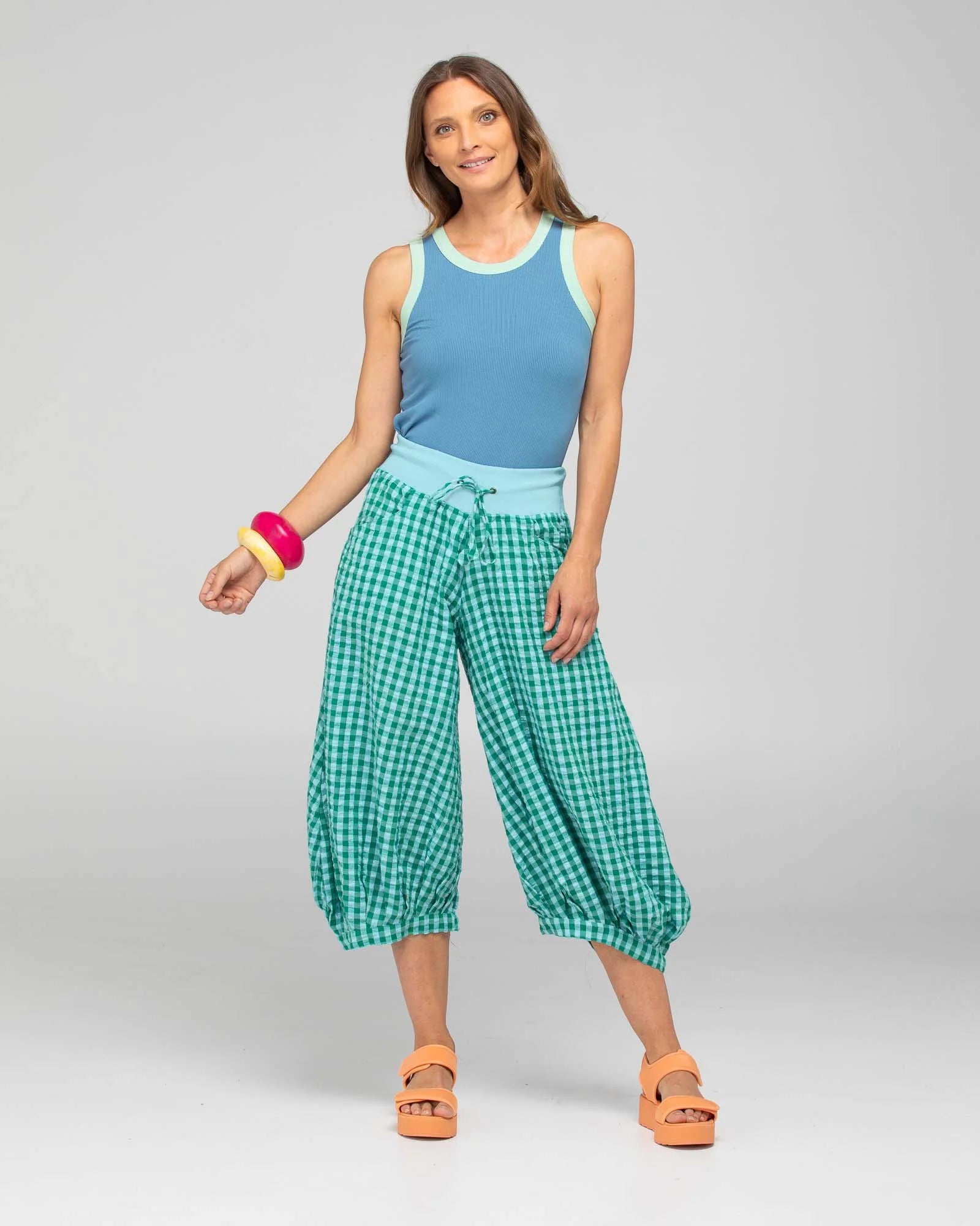 BOOM SHANKAR - GURU PANT - GREEN SEERSUCKER