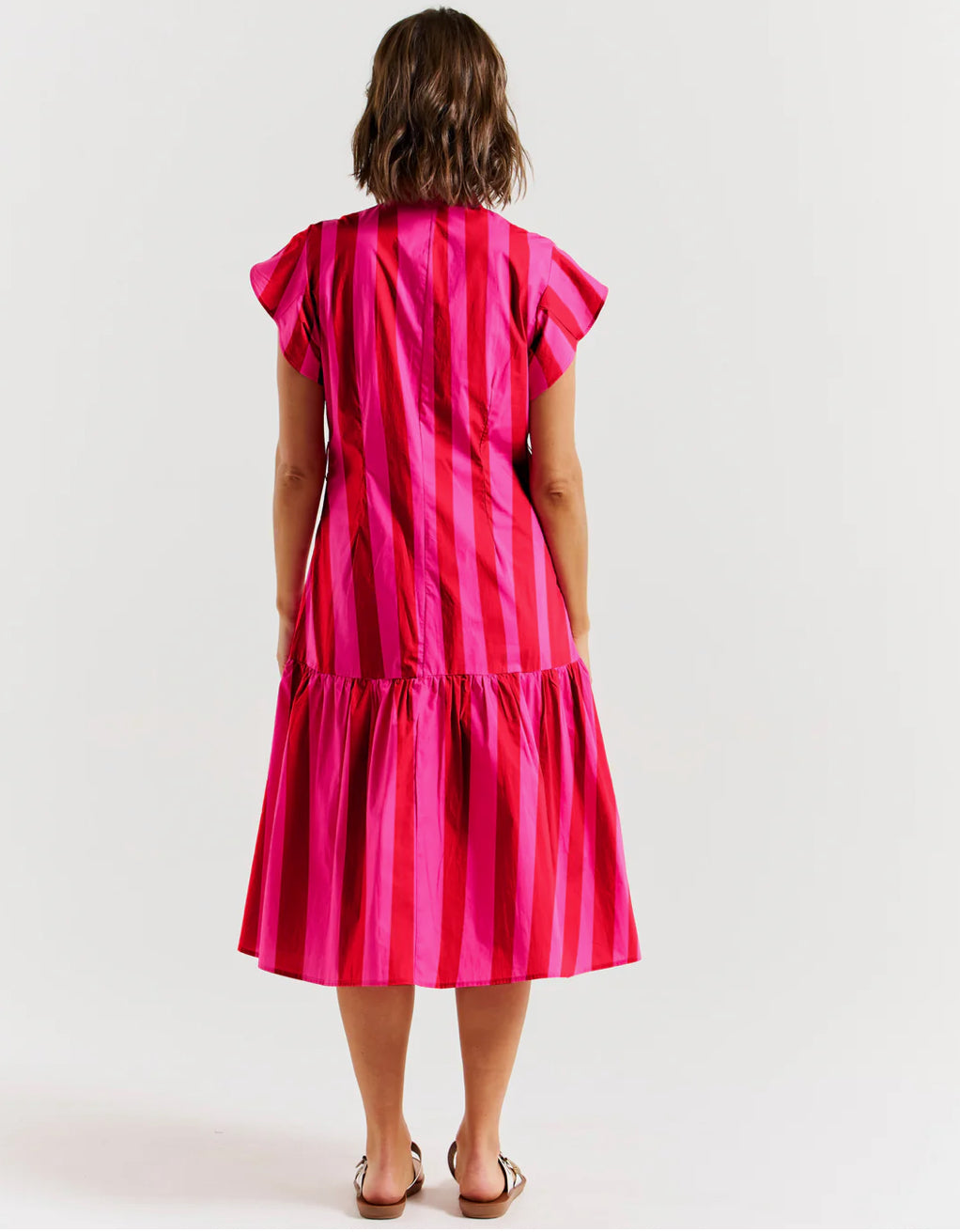 BETTY BASICS - MARI DRESS PINK/RED STRIPE - 0325-04
