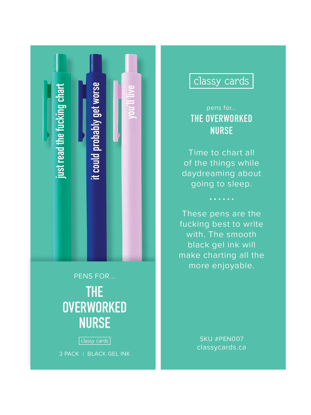 Classy Cards Creative - Overworked Nurse Pens
