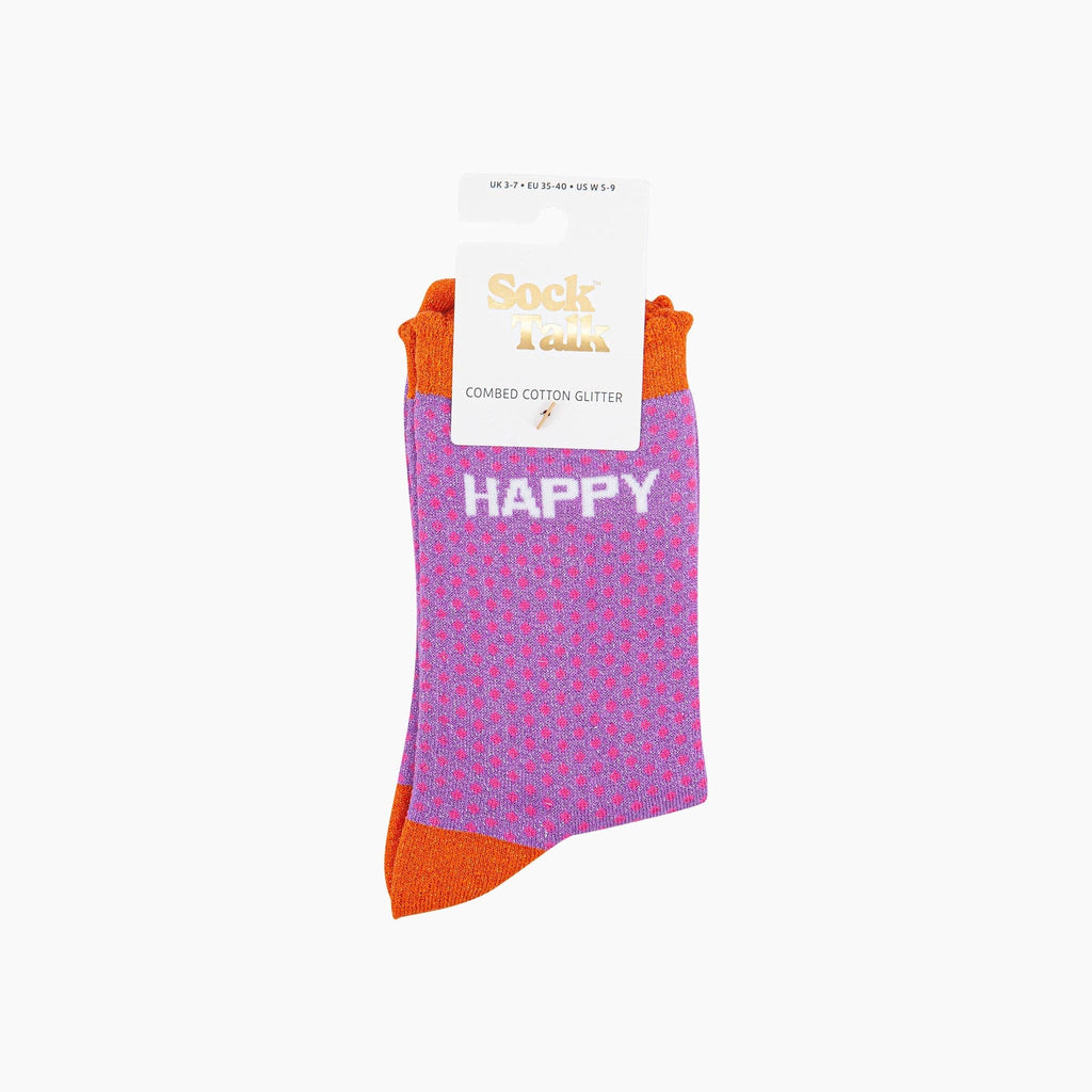 Sock Talk - Happy Spotted Combed Cotton Glitter Socks in Lilac