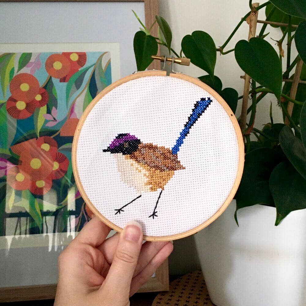 Craft Make Do - Purple Crowned Fairy-wren Counted Cross Stitch Kit